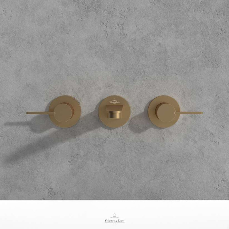 Villeroy&Boch Conum bateria umywalkowa podtynkowa trzyotworowa złoty szczotkowany TVW12700200076