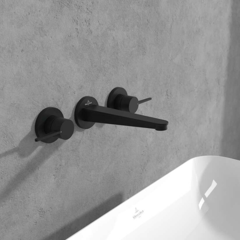 Villeroy&Boch Conum bateria umywalkowa podtynkowa trzyotworowa czarny matowy TVW127002000K5