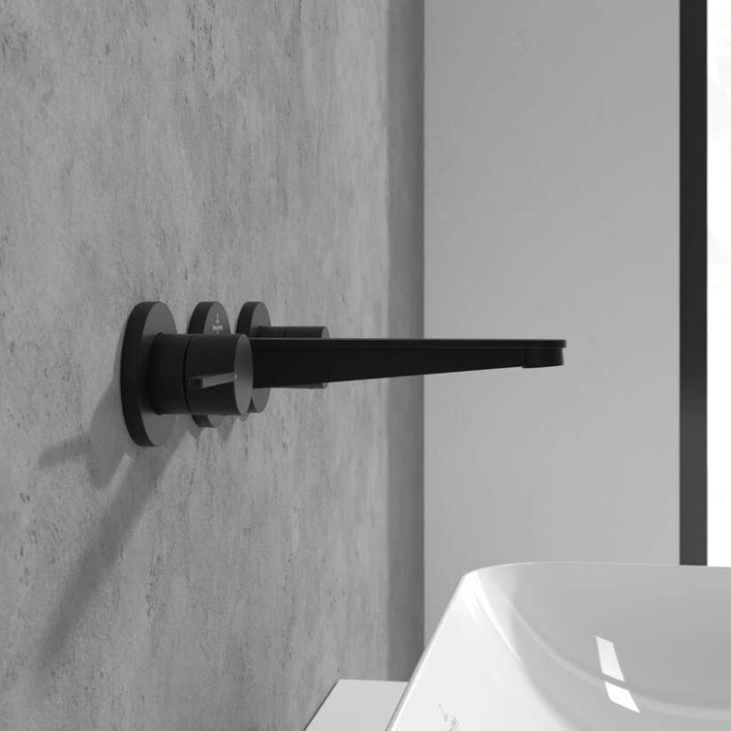 Villeroy&Boch Conum bateria umywalkowa podtynkowa trzyotworowa czarny matowy TVW127002000K5