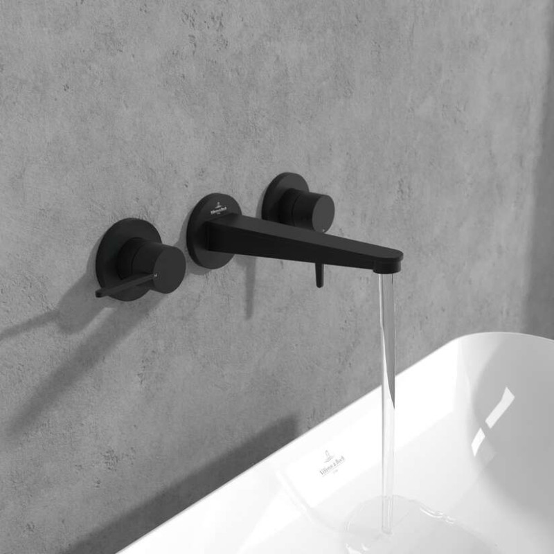Villeroy&Boch Conum bateria umywalkowa podtynkowa trzyotworowa czarny matowy TVW127002000K5