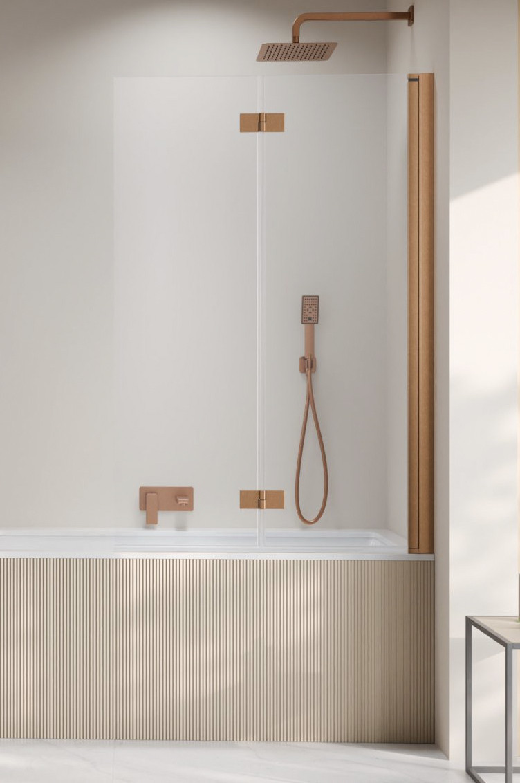 Radaway Nes PND I parawan 120 cm prawy nawannowy 2-częściowy składany brushed cooper miedź szczotkowana Easy Clean 10010120-93-01R