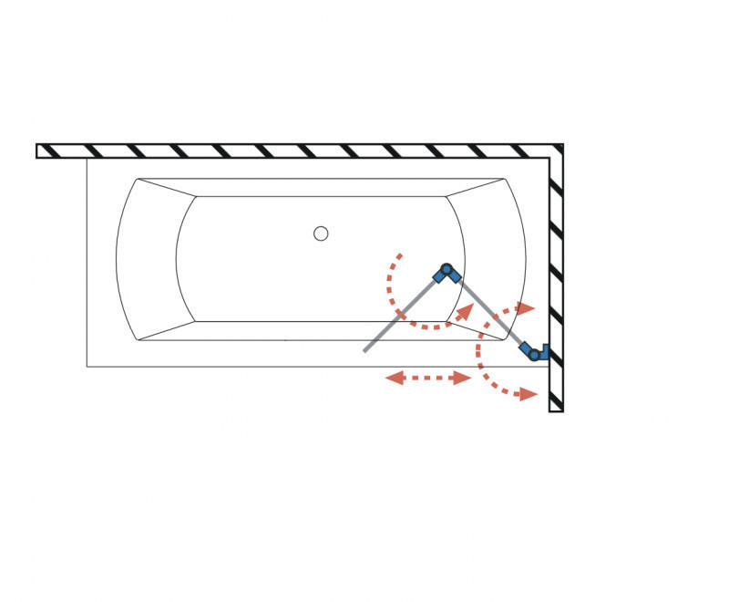 Radaway Nes PND I parawan 140 cm prawy nawannowy 2-częściowy składany brushed cooper miedź szczotkowana Easy Clean 10010140-93-01R
