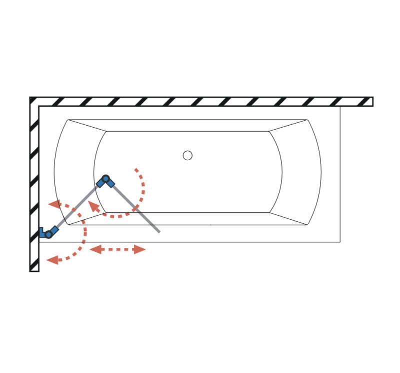 Radaway Nes PND I parawan 140 cm lewy nawannowy 2-częściowy składany brushed gold złoty szczotkowany Easy Clean 10010140-99-01L