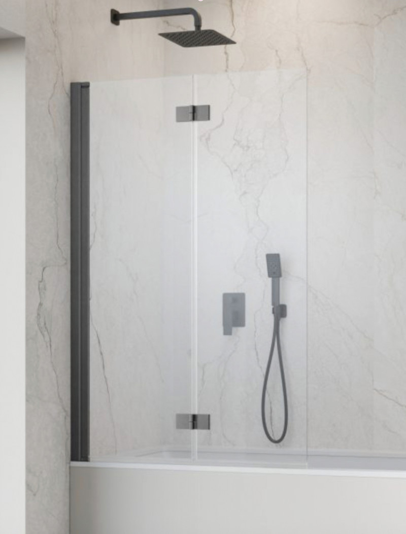 Radaway Nes PND I parawan 110 cm lewy nawannowy 2-częściowy składany brushed gun metal grafit szczotkowany Easy Clean 10010110-92-01L