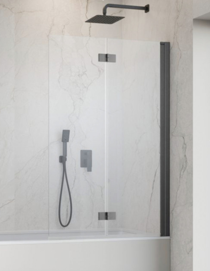 Radaway Nes PND I parawan 140 cm prawy nawannowy 2-częściowy składany brushed gun metal grafit szczotkowany Easy Clean 10010140-92-01R