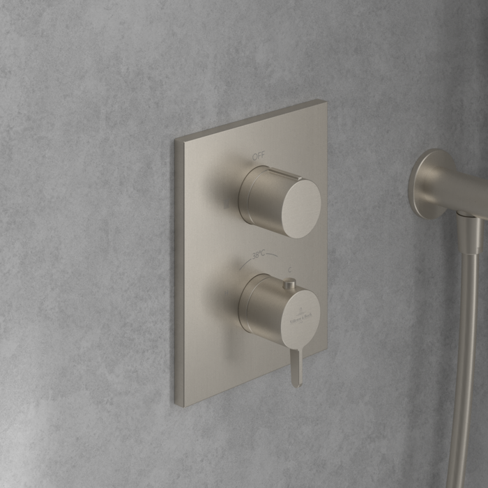 Villeroy&Boch Conum termostatyczna bateria wannowa podtynkowa nikiel szczotkowany TVS12700200064