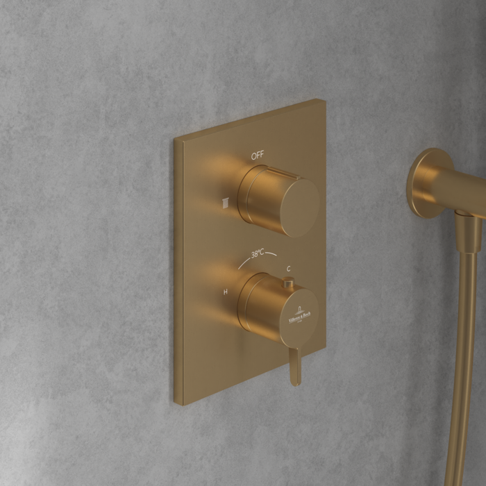 Villeroy&Boch Conum termostatyczna bateria wannowa podtynkowa złoty szczotkowany TVS12700200076