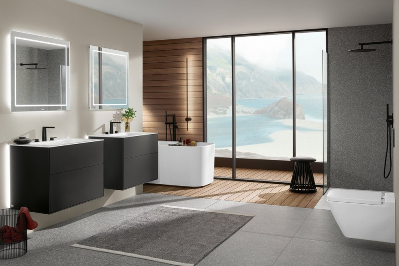 Villeroy&Boch Conum termostatyczna bateria wannowa podtynkowa czarny matowy TVS127002000K5