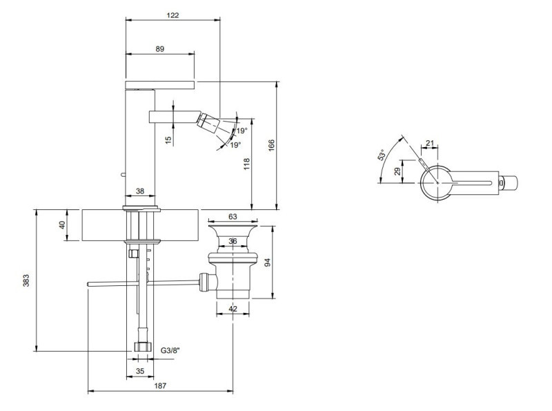 Villeroy&Boch Dawn bateria bidetowa z korkiem chrom połysk TVB10620115061