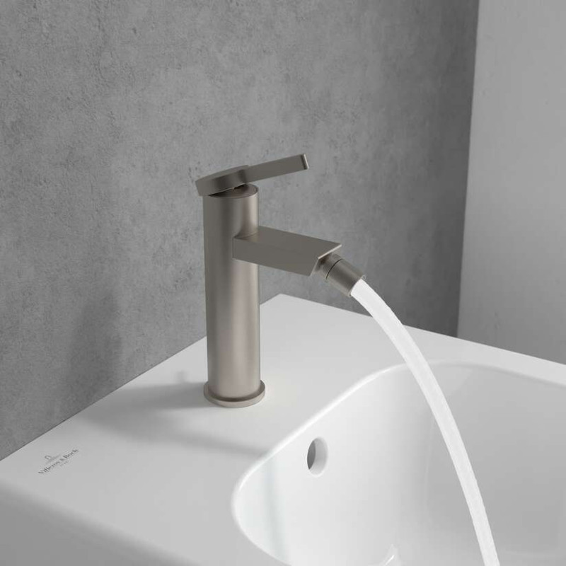 Villeroy&Boch Dawn bateria bidetowa z korkiem nikiel szczotkowany TVB10620115064