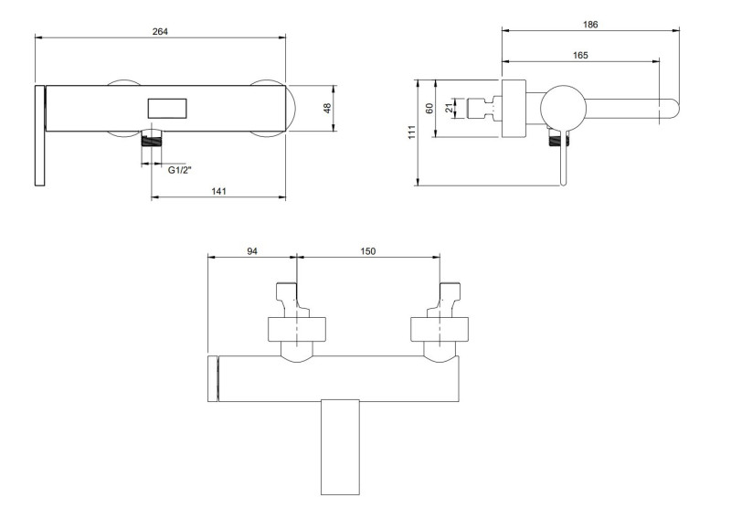 Villeroy&Boch Dawn bateria wannowa ścienna chrom połysk TVT10650115161