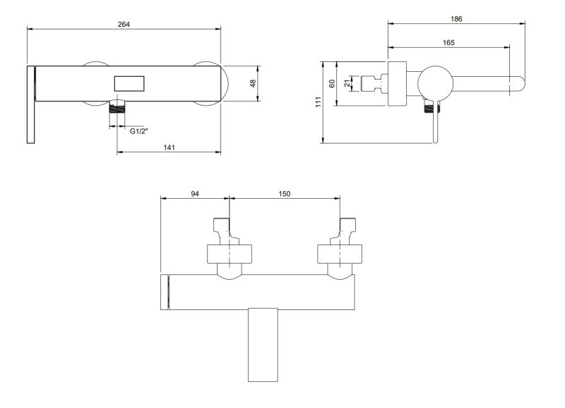 Villeroy&Boch Dawn bateria wannowa ścienna nikiel szczotkowany TVT10650115164