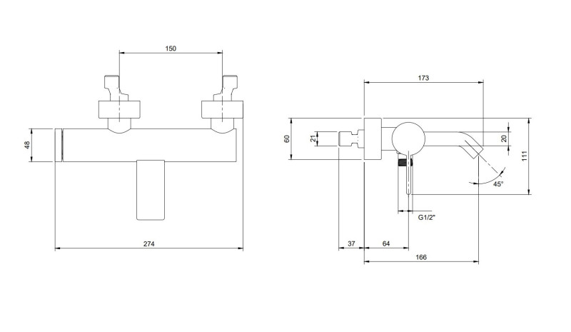 Villeroy&Boch Dawn bateria wannowa ścienna chrom połysk TVT10650115261