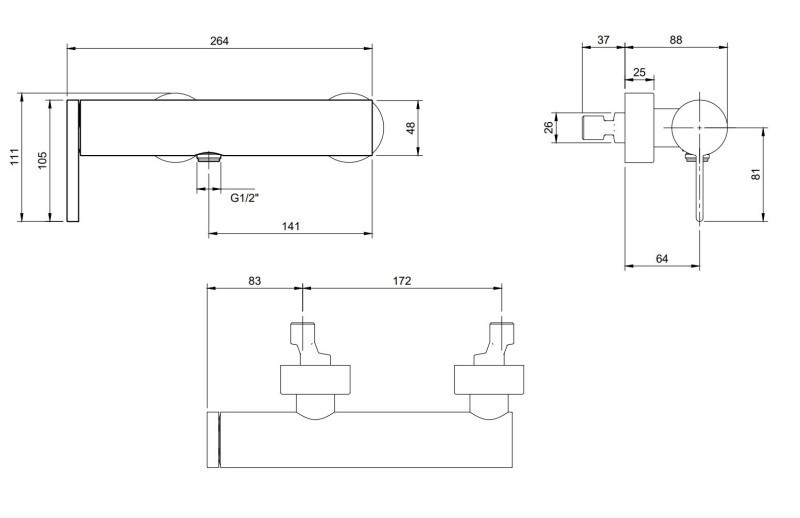 Villeroy&Boch Dawn bateria prysznicowa ścienna czarny matowy TVS106301150K5