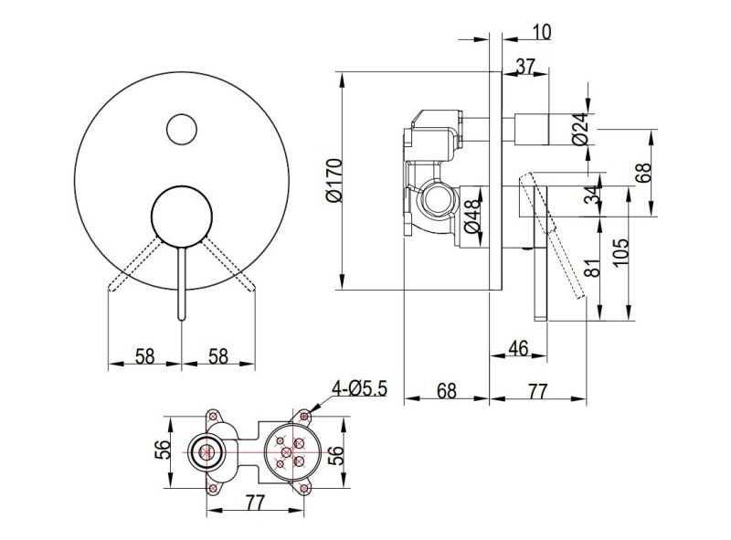 Villeroy&Boch Dawn bateria wannowo-prysznicowa podtynkowa czarny matowy TVS106353110K5