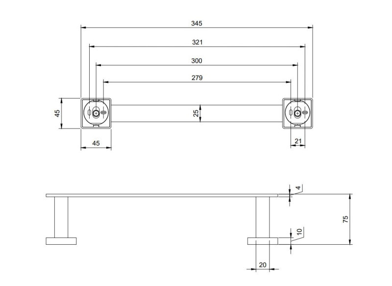 Villeroy&Boch Elements Striking wieszak na ręcznik 34,5 cm nikiel szczotkowany TVA15200900064
