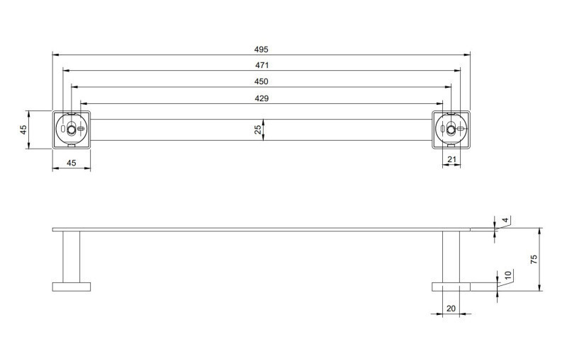 Villeroy&Boch Elements Striking wieszak na ręcznik 49,5 cm czarny matowy TVA152001000K5