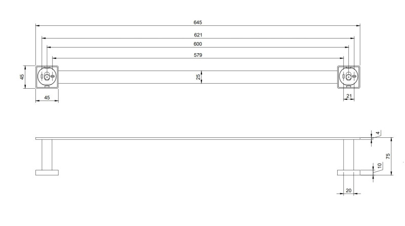 Villeroy&Boch Elements Striking wieszak na ręcznik 64,5 cm chrom połysk TVA15200200061