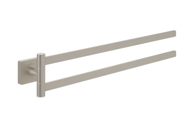Villeroy&Boch Elements Striking dwuramienny wieszak na ręcznik 41 cm nikiel szczotkowany TVA15202500064