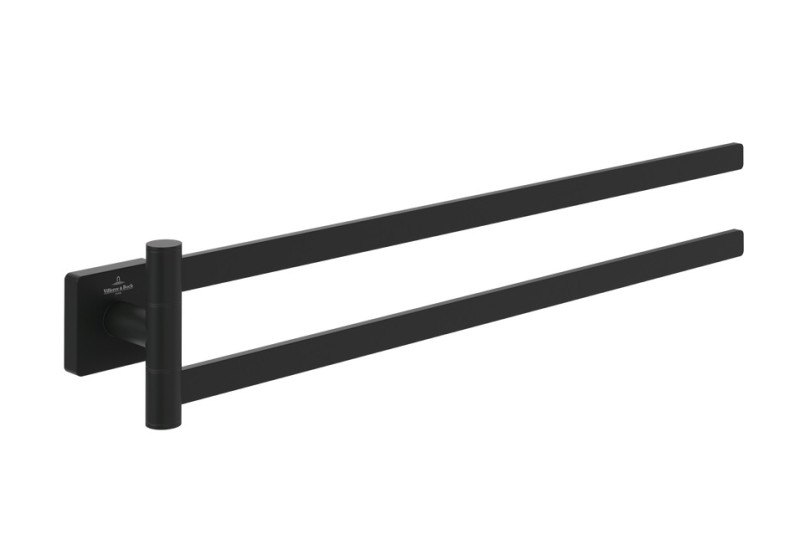 Villeroy&Boch Elements Striking dwuramienny wieszak na ręcznik 41 cm czarny matowy TVA152025000K5