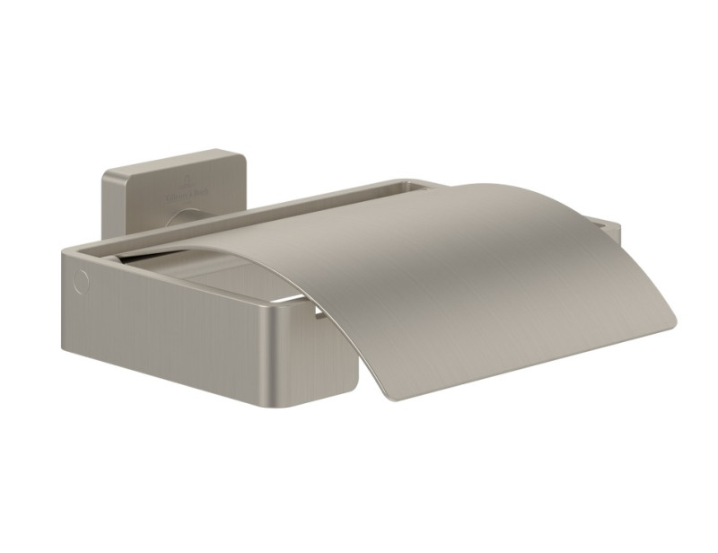 Villeroy&Boch Elements Striking uchwyt na papier toaletowy z pokrywą nikiel szczotkowany TVA15201300064