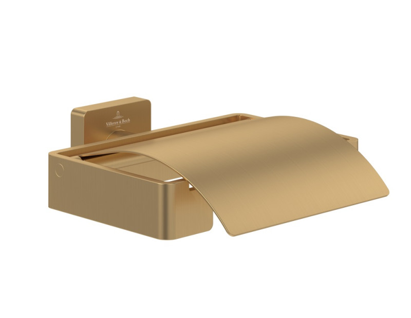 Villeroy&Boch Elements Striking uchwyt na papier toaletowy z pokrywą złoty szczotkowany TVA15201300076