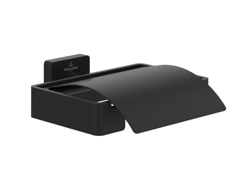 Villeroy&Boch Elements Striking uchwyt na papier toaletowy z pokrywą czarny matowy TVA152013000K5