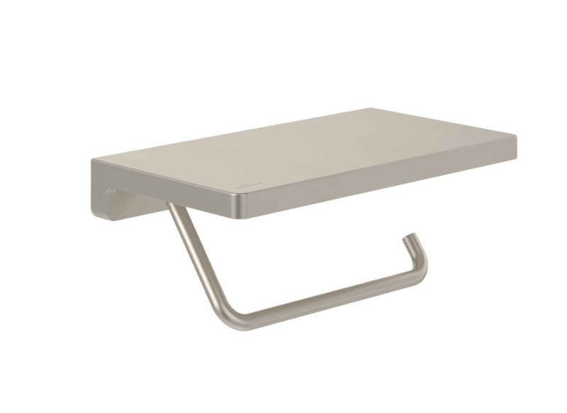 Villeroy&Boch Elements Striking uchwyt na papier toaletowy z półką nikiel szczotkowany TVA15202300064