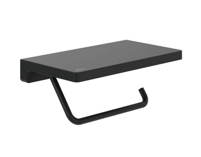 Villeroy&Boch Elements Striking uchwyt na papier toaletowy z półką czarny matowy TVA152023000K5