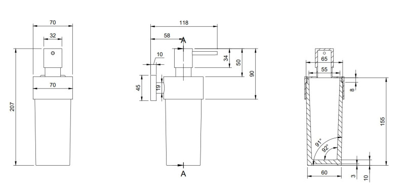 Villeroy&Boch Elements Striking dozownik do mydła wiszący chrom połysk TVA15200700061