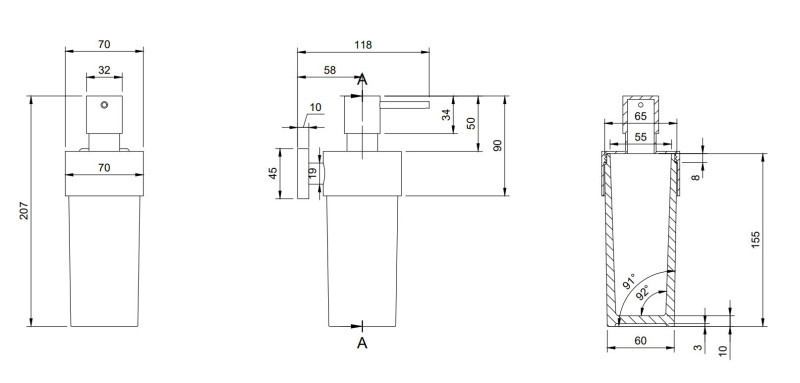 Villeroy&Boch Elements Striking dozownik do mydła wiszący złoty szczotkowany TVA15200700076