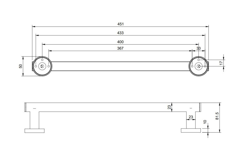 Villeroy&Boch Elements Tender uchwyt wannowy 45 cm chrom połysk TVA15101000061