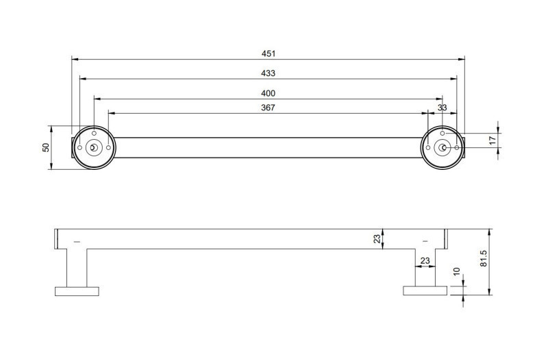Villeroy&Boch Elements Tender uchwyt wannowy 45 cm czarny matowy TVA151010000K5