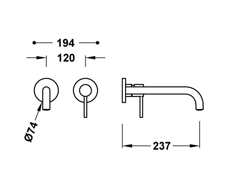 Tres Study Exclusive bateria umywalkowa podtynkowa 23,7 cm stal 26230022AC