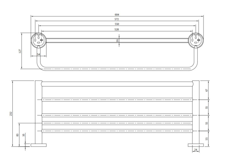 Villeroy&Boch Elements Tender półka na ręcznik z wieszakiem 60 cm chrom połysk TVA15100600061