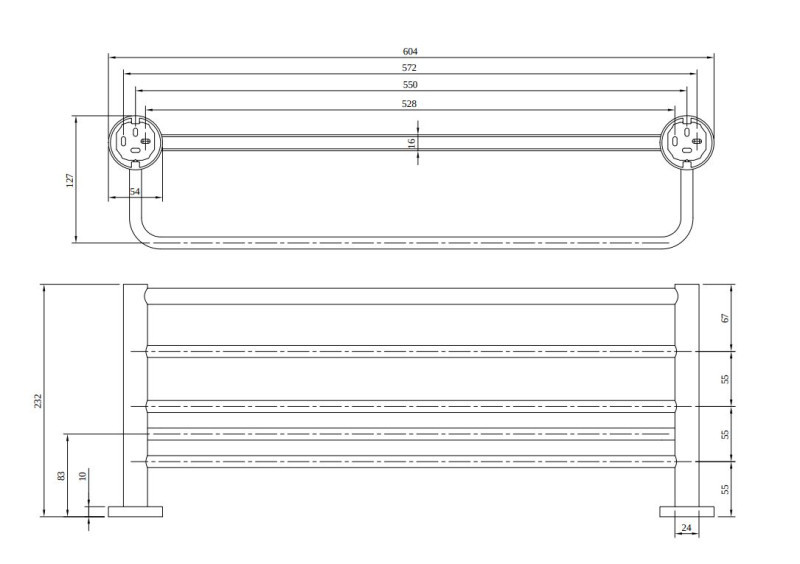 Villeroy&Boch Elements Tender półka na ręcznik z wieszakiem 60 cm nikiel szczotkowany TVA15100600064