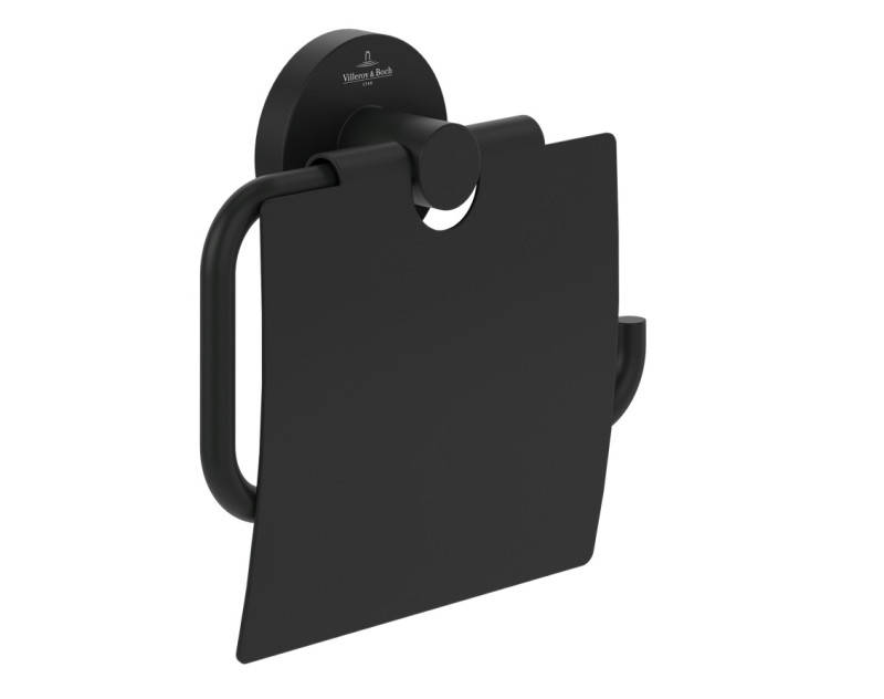 Villeroy&Boch Elements Tender uchwyt na papier toaletowy z pokrywą czarny matowy TVA151013000K5