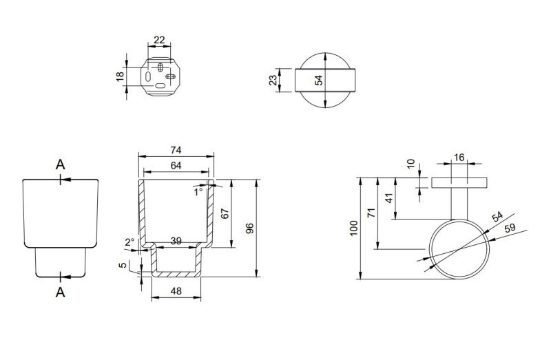 Villeroy&Boch Elements Tender szklanka z uchwytem wisząca czarny matowy TVA151018000K5