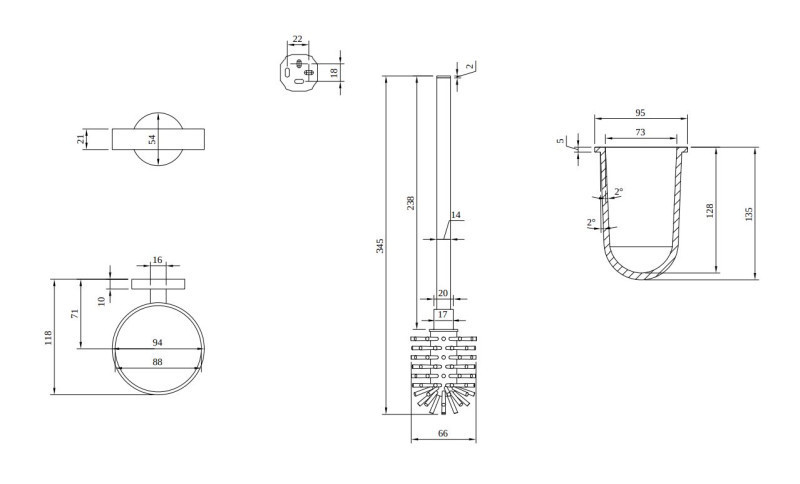 Villeroy&Boch Elements Tender szczotka toaletowa wisząca komplet złoty szczotkowany TVA15101600076