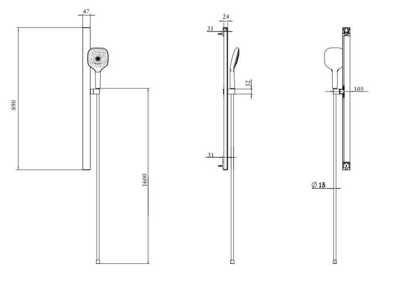 Villeroy&Boch Infinity Showers zestaw prysznicowy z drążkiem chrom połysk TVS11000300061
