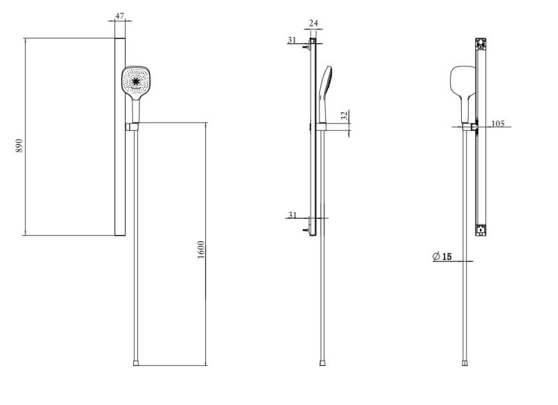 Villeroy&Boch Infinity Showers zestaw prysznicowy z drążkiem czarny matowy TVS110003000K5
