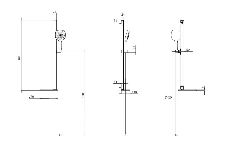 Villeroy&Boch Infinity Showers zestaw prysznicowy z drążkiem i półką chrom połysk TVS11000200061