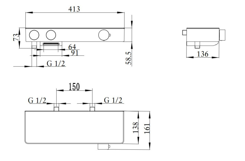 Villeroy&Boch Infinity Showers termostatyczna bateria wannowa chrom połysk TVT11000200061