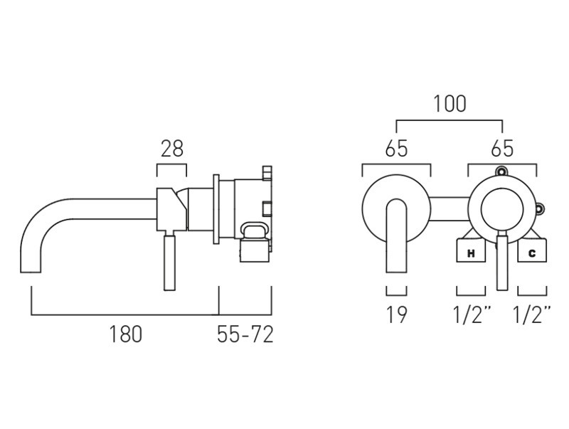 Vado Knurled Accents bateria umywalkowa podtynkowa gunmetal szczotkowany IND-ORI209SA-BGMK