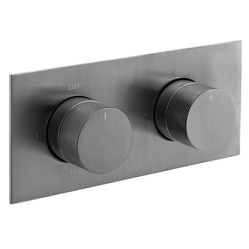 Vado Knurled Accents termostatyczna bateria podtynkowa 2-drożna gunmetal szczotkowany IND-T148/2-H-BGMK