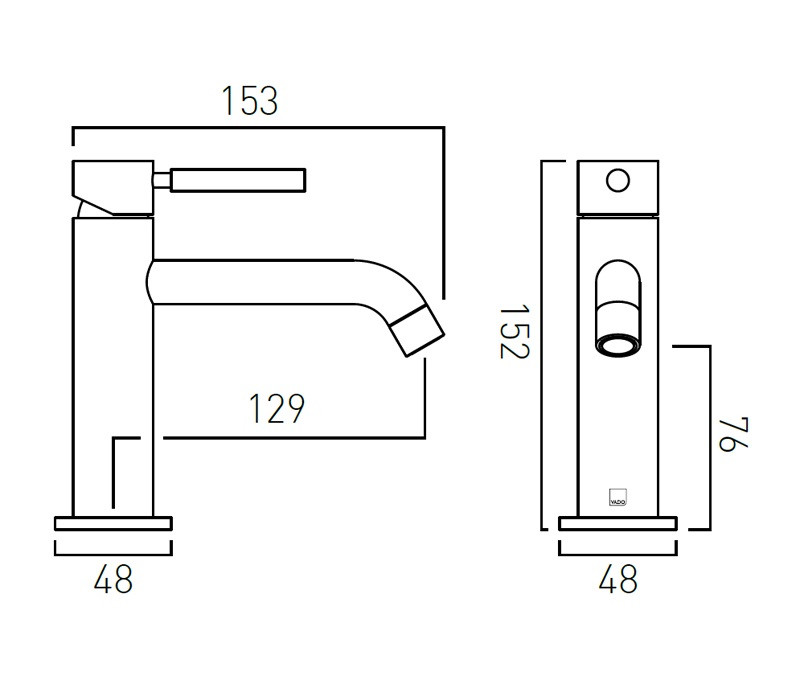 Vado Origins bateria umywalkowa bez korka gunmetal szczotkowany IND-ORI200/SB-BGM