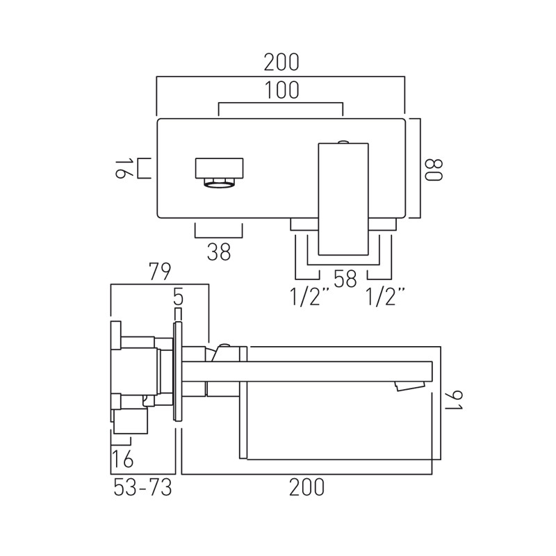Vado Notion bateria umywalkowa podtynkowa gunmetal szczotkowany IND-NOT109FS/A-BGM