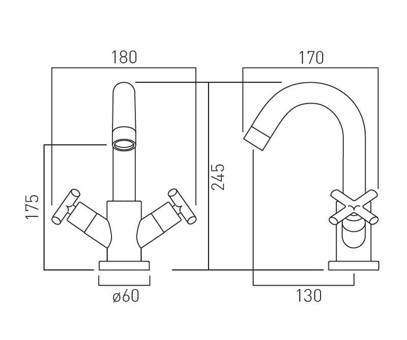 Vado Elements Water bateria umywalkowa bez korka gunmetal szczotkowany IND-ELW100F/SB-BGM