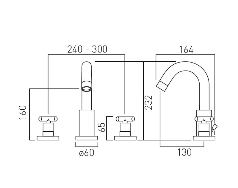 Vado Elements Water bateria umywalkowa 3-otworowa gunmetal szczotkowany IND-ELW101F-BGM