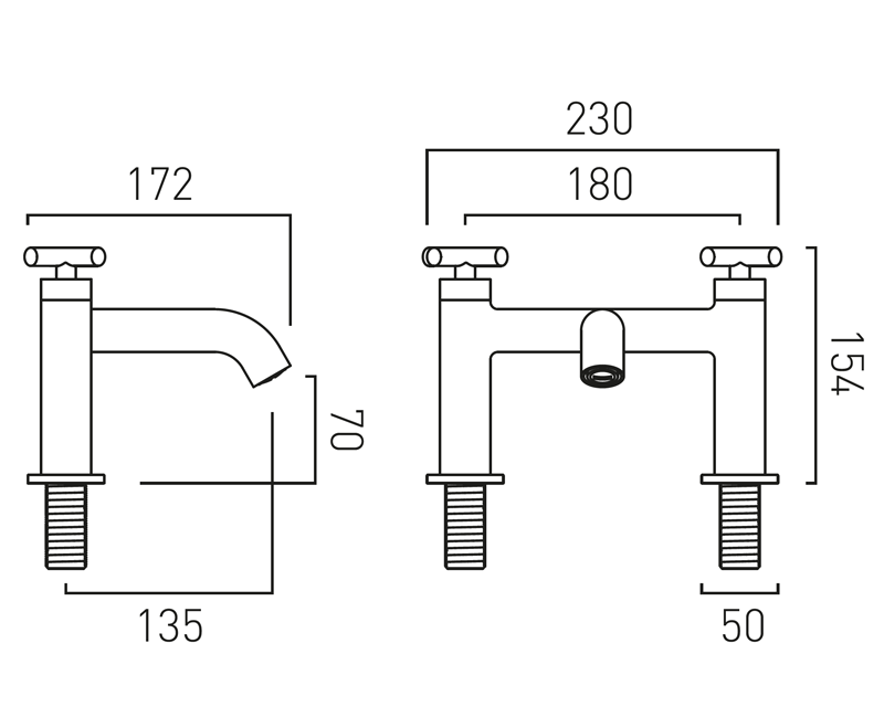 Vado Elements Water bateria wannowa dwuotworowa gunmetal szczotkowany IND-ELW237-BGM